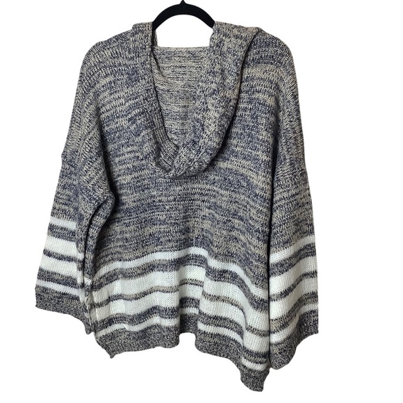 NWT Simplee Oversized Stripe Colorblock Hooded Knit Cardigan Sweater Women's M - Picture 2 of 6